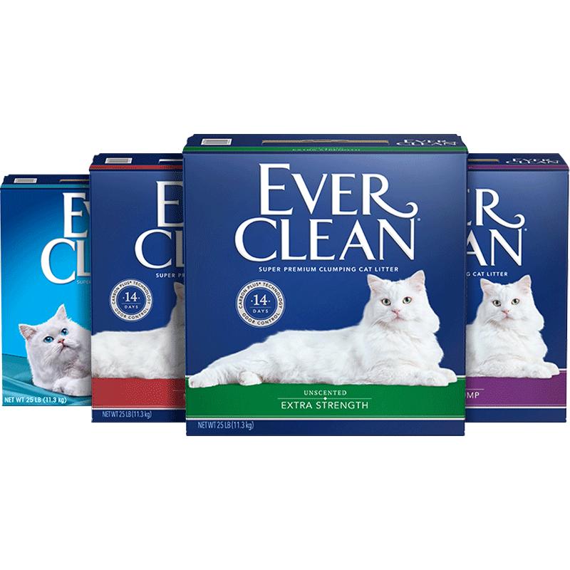 【自营】EverClean铂钻猫砂25磅膨润土活性炭猫砂无尘除臭10kg